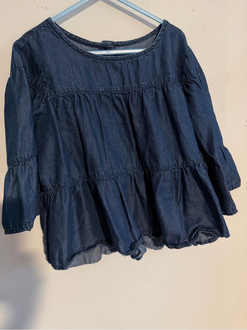 Crazy 8 Girls Blue Long Sleeve Round Neck Peasant Blouse Button Front M (7-8)